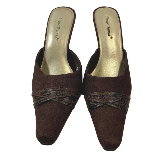 Pierre Dumas Heels Womens Size 10 M Brown Pointed Toe Slide On Shoes Vintage Y2K - Picture 2 of 12